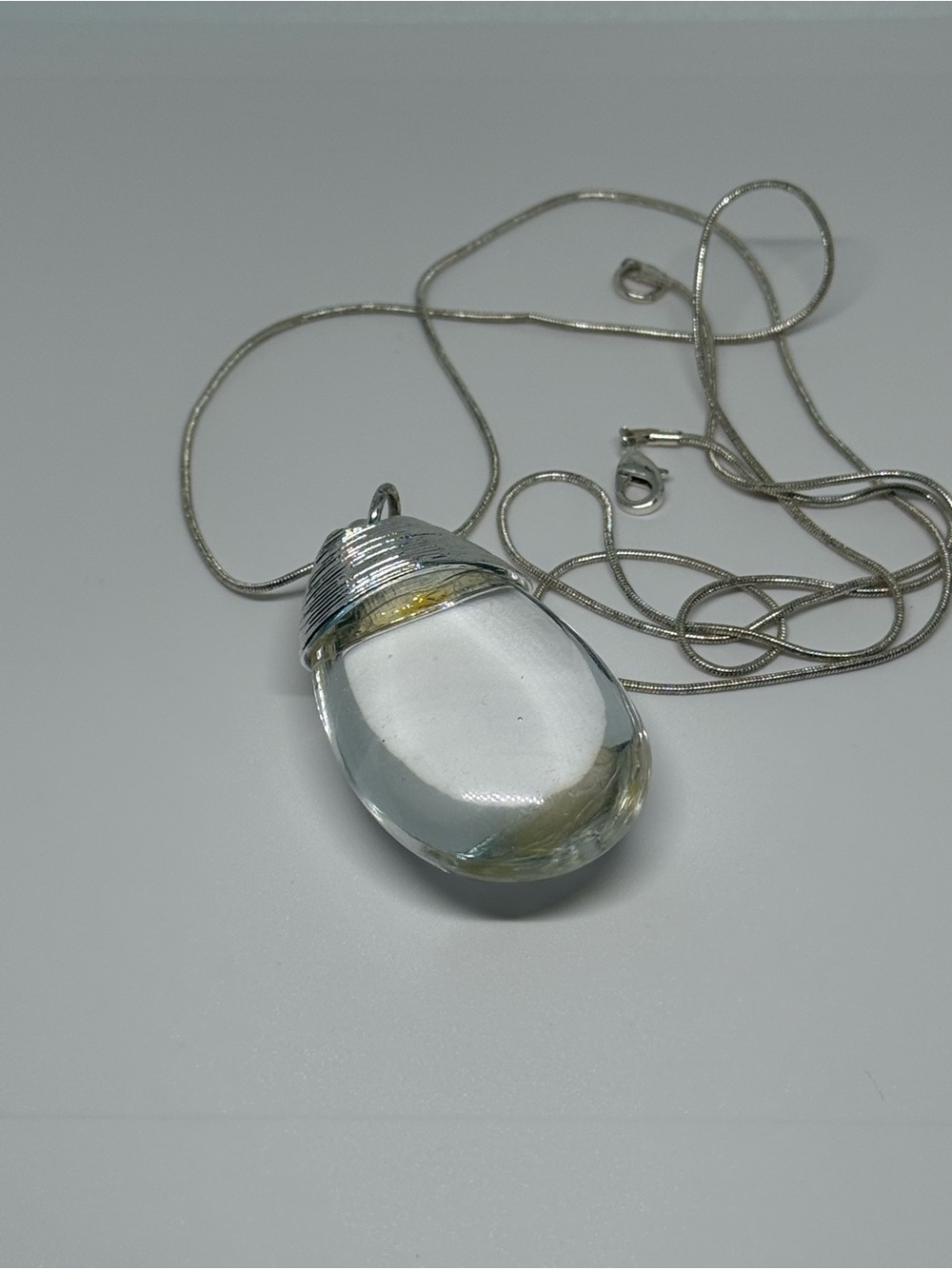 Silver Teardrop Pendant Necklace - Women Jewelry L 34”
